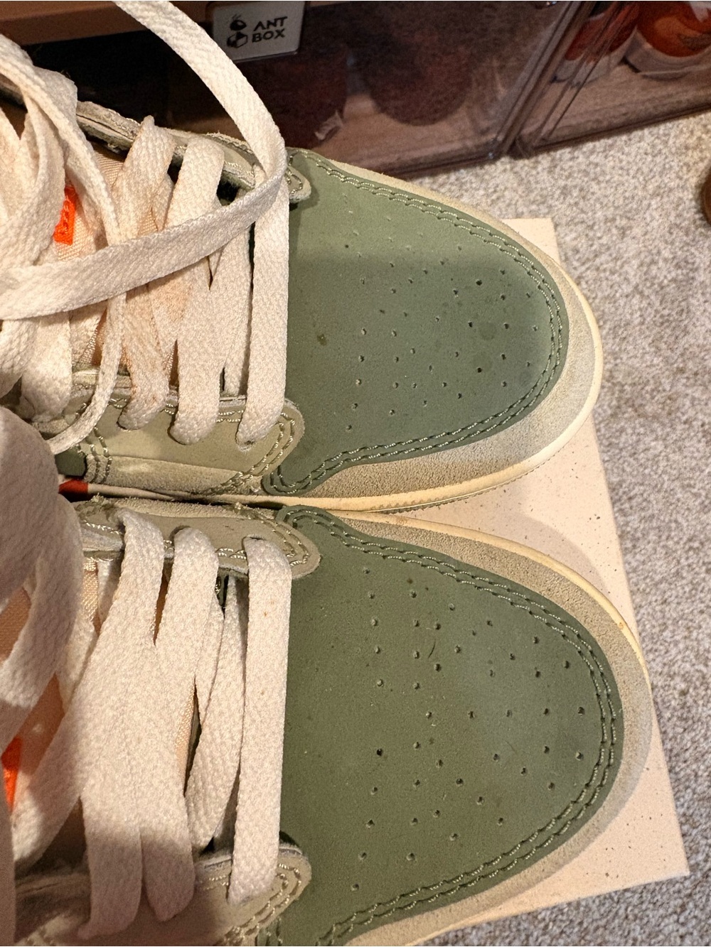 Men’s Jordan 1s Low Sage Green, Orange, Black - Picture 5 of 8